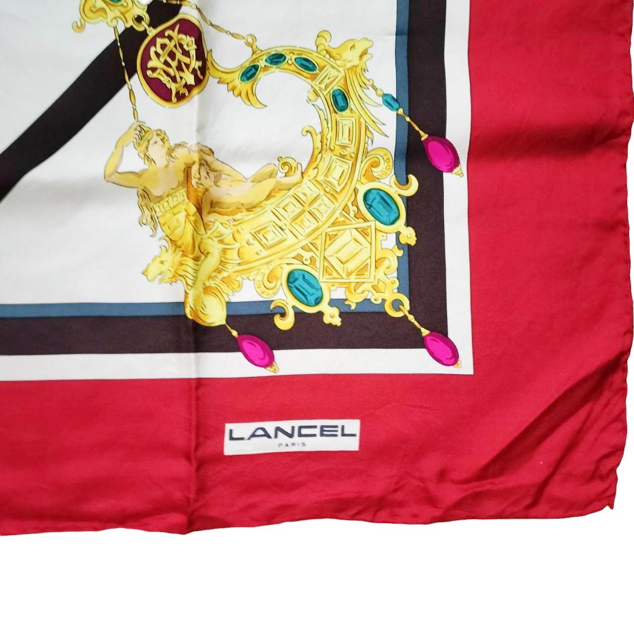美品★ランセル LANCEL 大判スカーフ ストール シルク100% 絹 s014