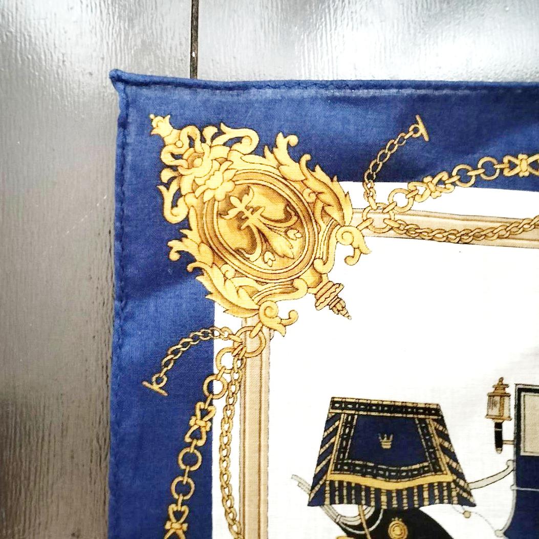 美品★セリーヌ CELINE ハンカチ スカーフ ブルー s010