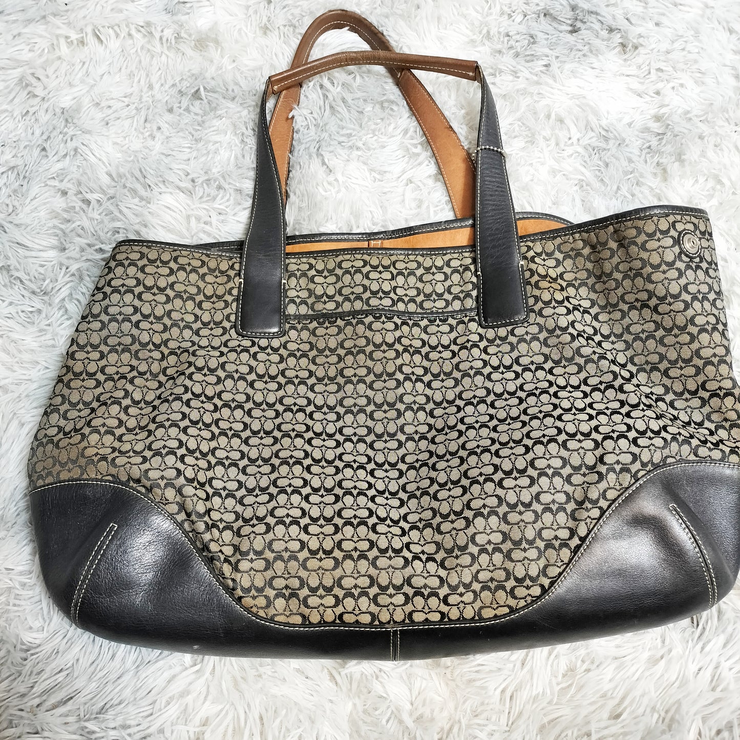 鑑定済★コーチ シグネチャー ロゴチャーム キャンバス レザー b036
