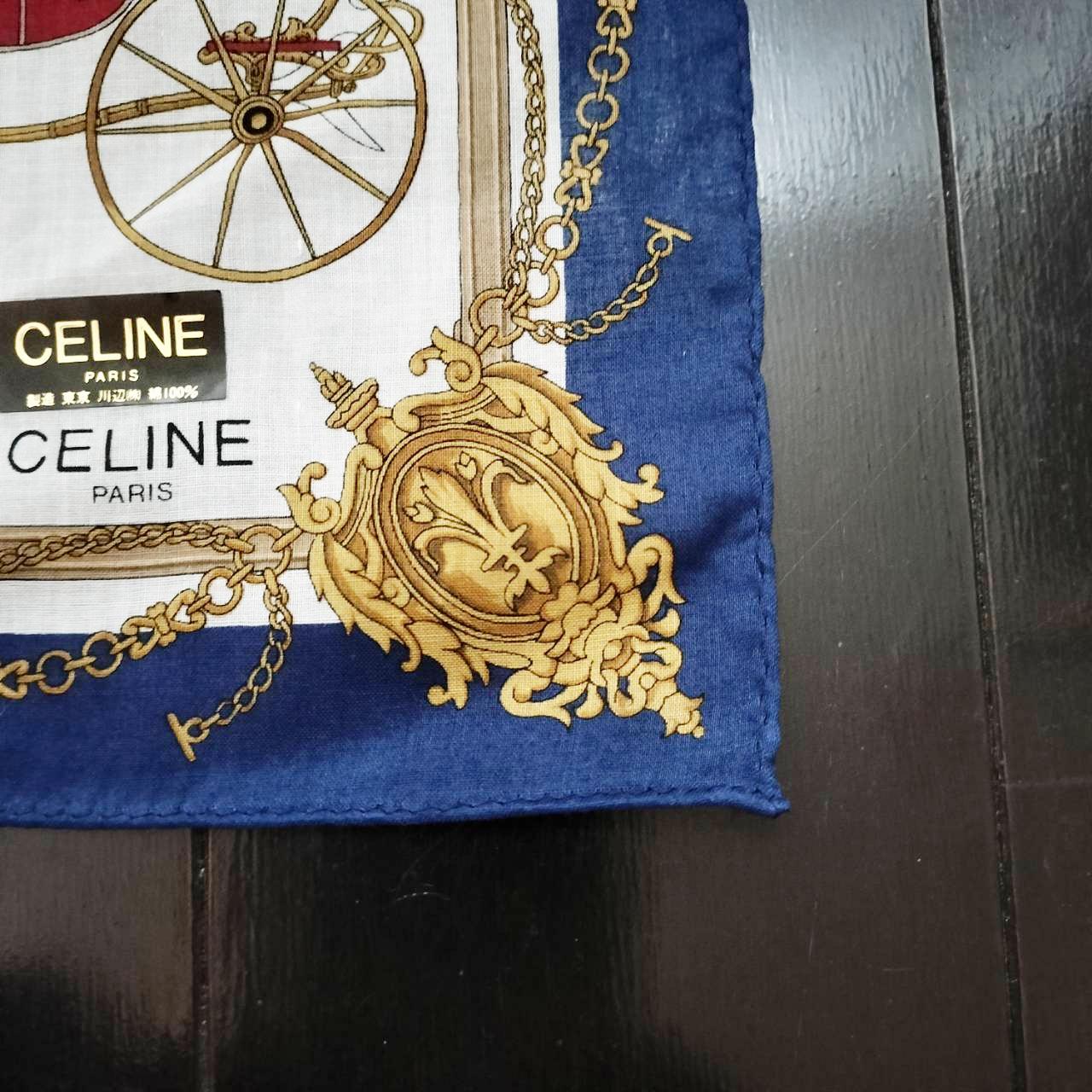 美品★セリーヌ CELINE　ハンカチ　スカーフ ブルー s010
