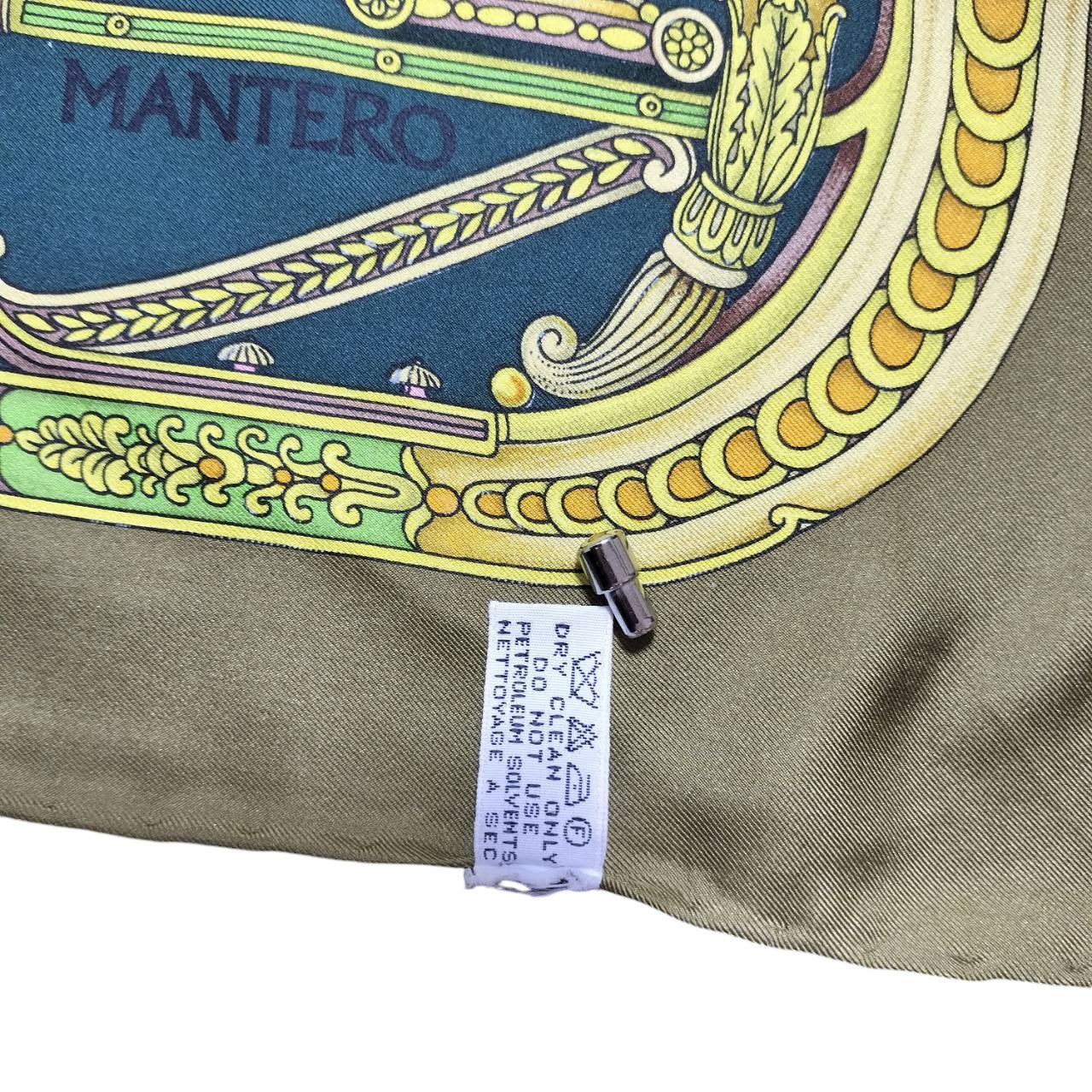 美品★MANTERO マンテロ シルクスカーフ 馬 ロゴ